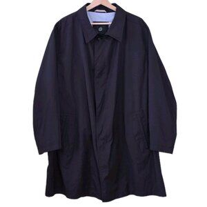 Bugatti Coat Men 52R Black Water Repellent Mackintosh Buttons Pockets Minimalist